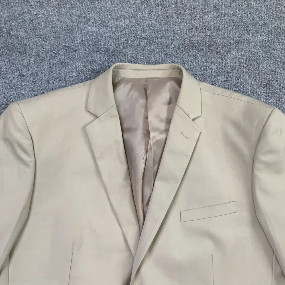 Alain Dupetit Blazer Mens 46R Beige 2 Button Tetron Blend Notch Single Breasted‎